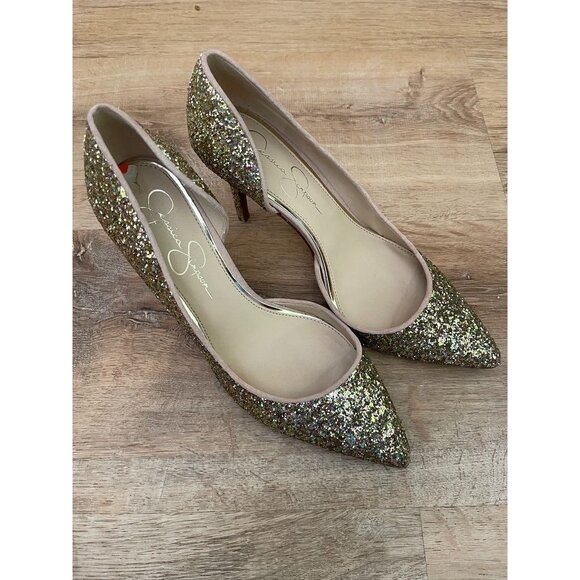 NWT Jessica Simpson Womens Glitter Pointed-Toe Stiletto Heels 9.5 - Picture 6 of 11